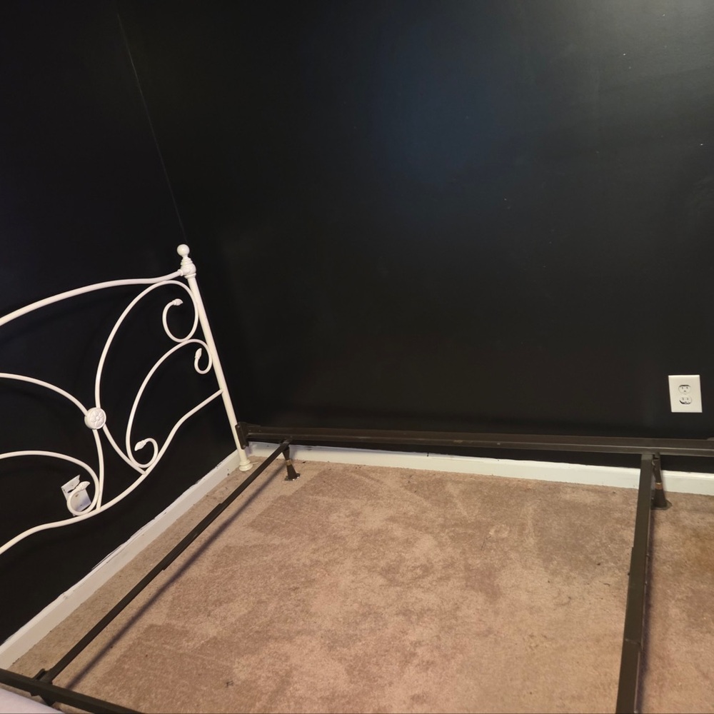 White Metal Bed Frame with Headboard